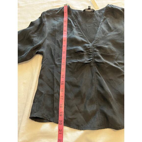 Madewell Women's Brushed Ruched-Front Top Black Size 0 - Picture 8 of 9